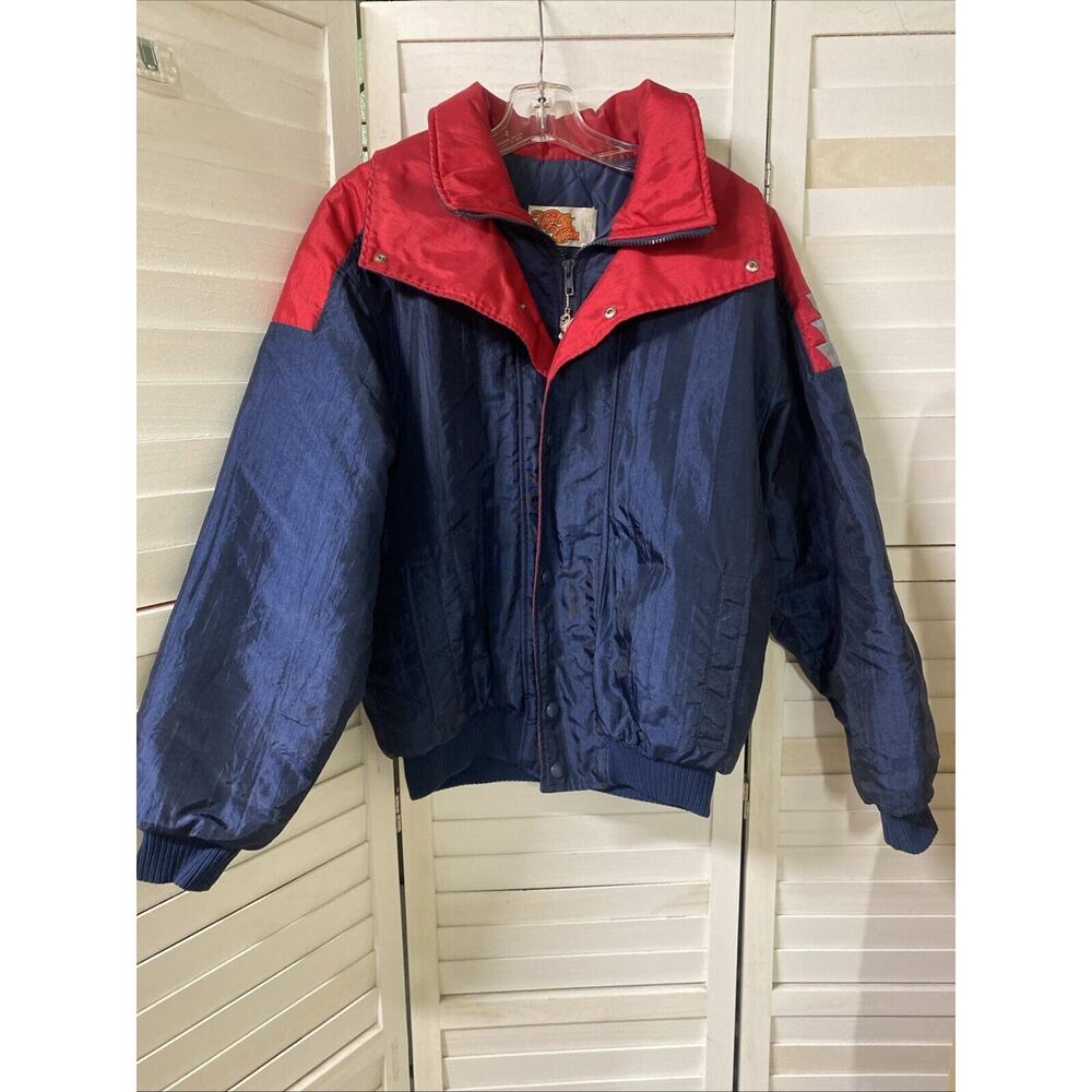 Vintage Comfy Casuals Men's Puffer Jacket Blue Red Size M USA Western Aztec